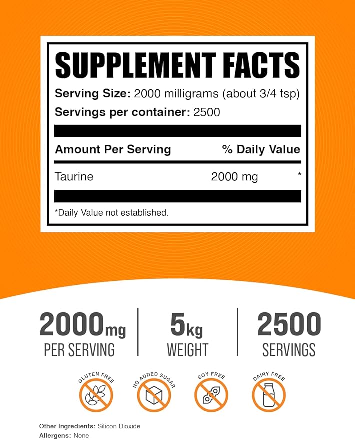 BulkSupplements.com Taurine Powder 2000mg - 2g per 5kg (11 (11 lbs) 5)