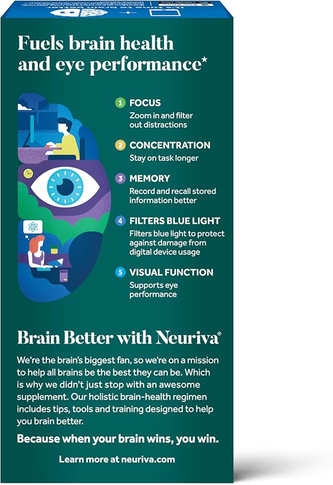 NEURIVA Brain + Eye Supplement 30ct Capsules