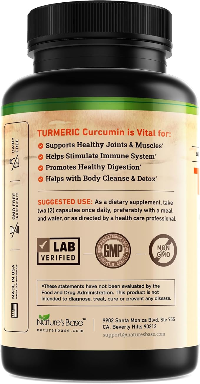 Turmeric Curcumin Supplement with Ginger & (240 Count) 95% Curcuminoids
