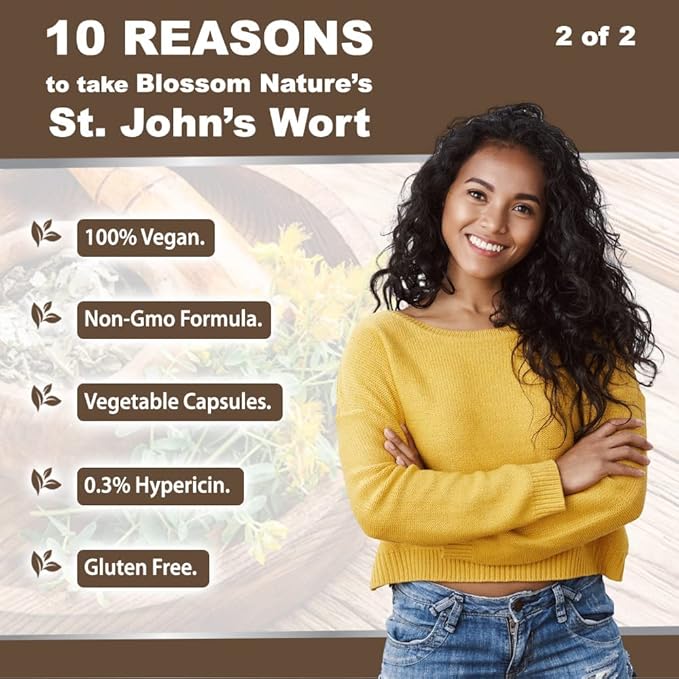 St Johns Wort 900mg-Mood Support Supplement*-Calm Supplements*-120 Vegetable Capsules(2 Month Supply),450mg of Perforatum),0.3%Hypericin per
