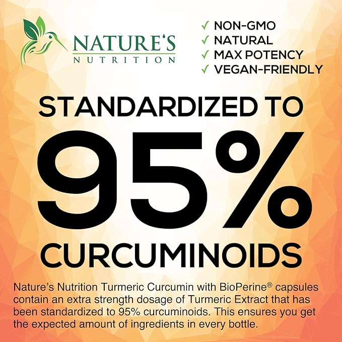 Turmeric Curcumin with BioPerine & Ginger 95% Curcuminoids 1950mg - 60 Capsules