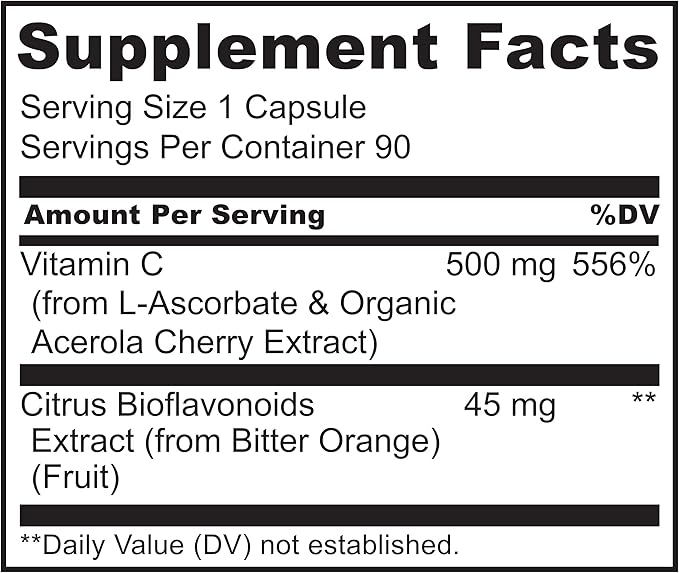 NATURELO Vitamin C with Organic Acerola 500 mg 90 Capsules