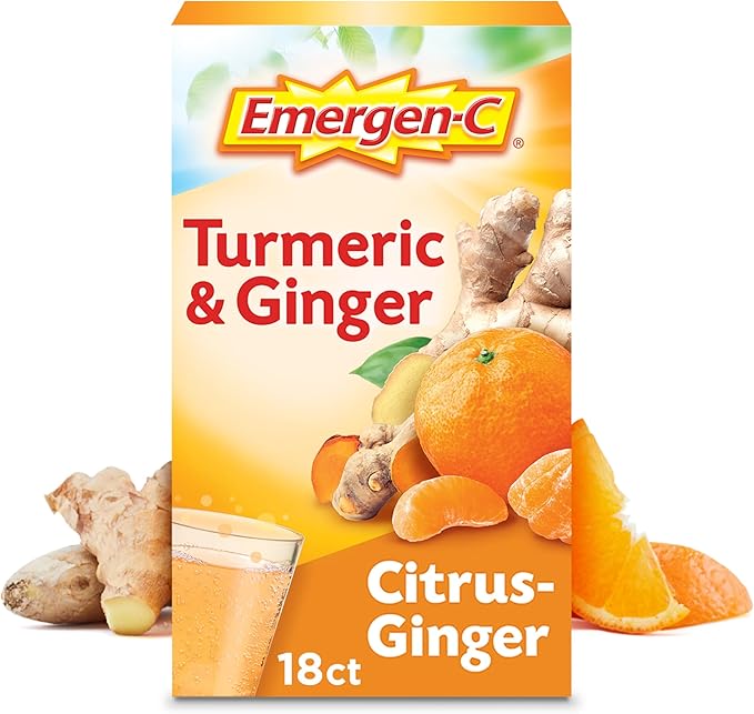 Emergen-C Citrus-Ginger Fizzy Drink Mix, Turmeric 18 Count