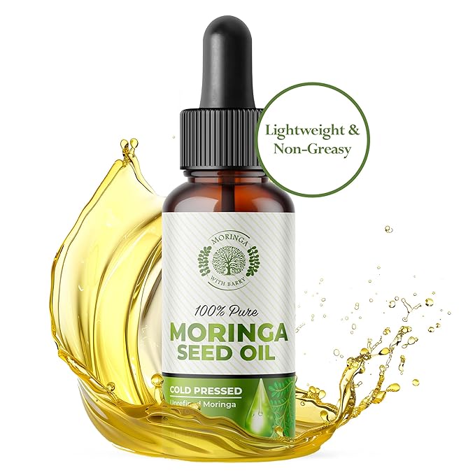 Moringa Seed Oil – 100% Pure, Cold-Pressed & Virgin, Unrefined Non-GMO Vegan Oil, Ultra-Hydrating Moisturizer for Dry Skin, Damaged Hair & Body, Anti-Aging, Ideal Carrier Oil