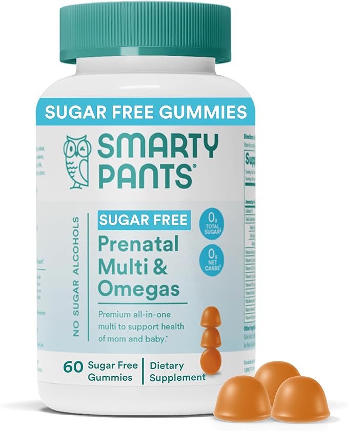 SmartyPants Prenatal Vitamins for Women, Sugar 3 (ALA) D3, C, B12, B6, B6, Vitamin 60 Count (20 Day