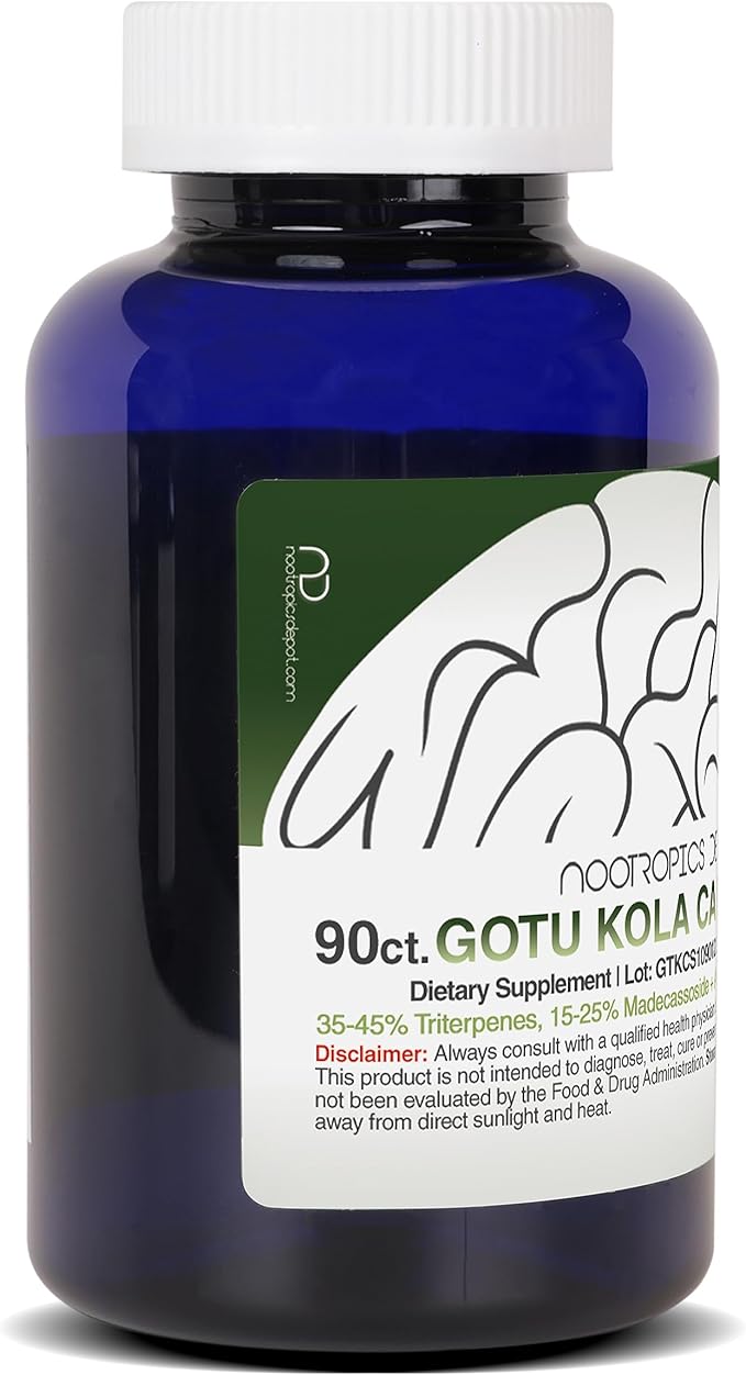 Nootropics Depot Gotu Kola Extract Capsules 120mg | 90 Count 35-45% Triterpenes