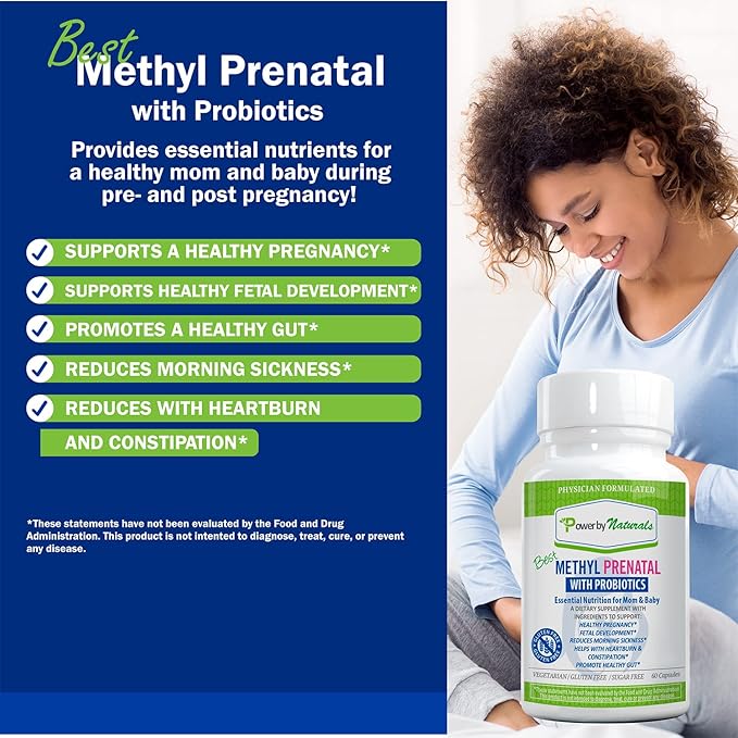 Power By Naturals Prenatal Probiotic Blend B12, Iron, 27+ Essential 60 Capsules