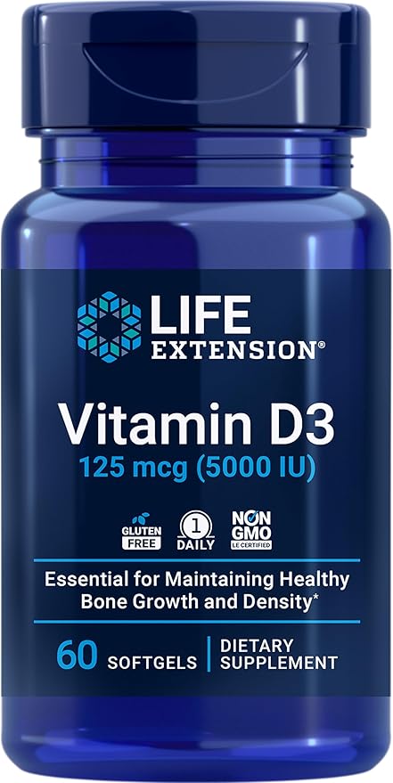 Life Extension DHEA 25mg Hormone Balance & Vitamin D3 5000IU Bone Health - 100 Capsules & 60 Softgels