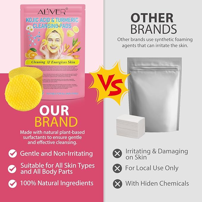 Turmeric Cleansing Pads, Kojic Acid and B5, Vitamin 40PCS