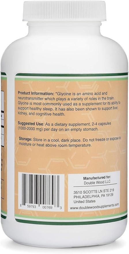 Glycine Supplement - 1,000mg Glycine Powder (300 Capsules)