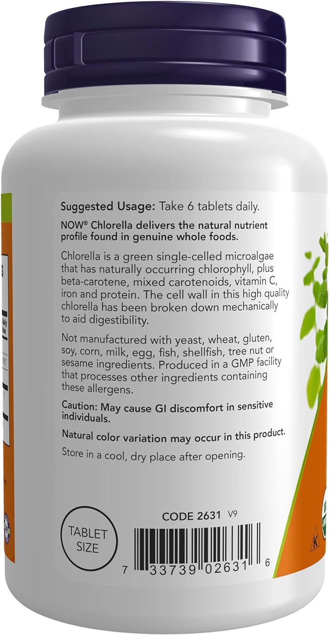 NOW Supplements, Organic Chlorella 500 mg 200 Tablets