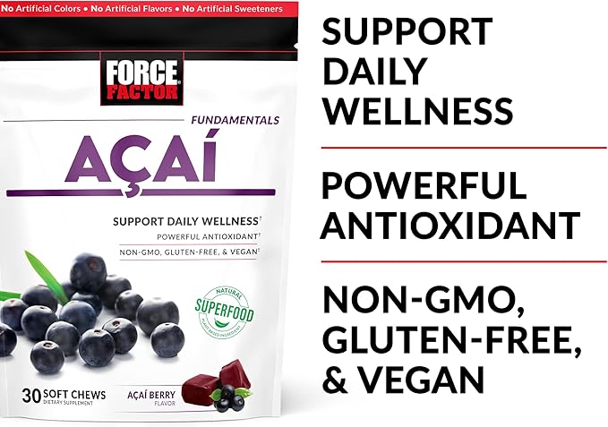 Force Factor Acai Soft Chews for Immunity & Total Beets Soft Chews for Heart Healthy Energy, 30 & 60 Chews