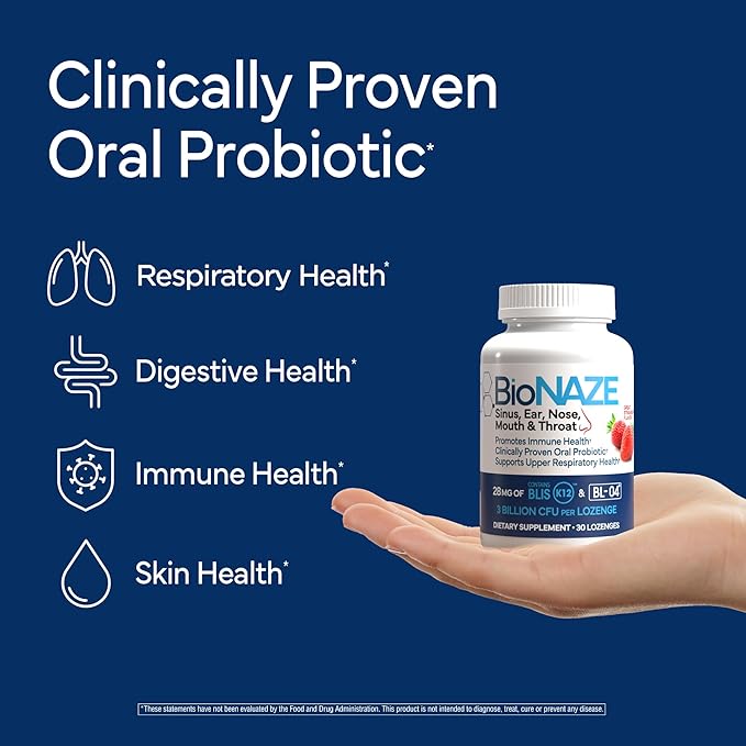 Oral Probiotic K12 & BL-04 for Sinus, Tonsil Stones, Bad Breath, Post Nasal Drip, Throat, Mouth, Teeth & Gut - Improve Oral & Respiratory Health. Clinically Proven Oral Probiotic Strains 30 ct