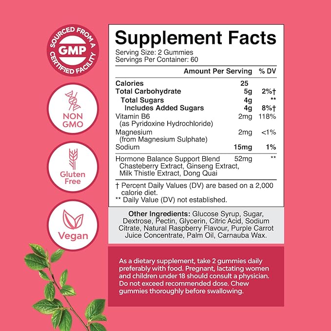 Hormone Balance for Women of All Ages - PMS Gummies and Cycle Support Supplements for Women with Vitamin B6 and Dong Quai Gummy Vitamin - Menopause Relief Mood Support Supplement PMS Support for Women