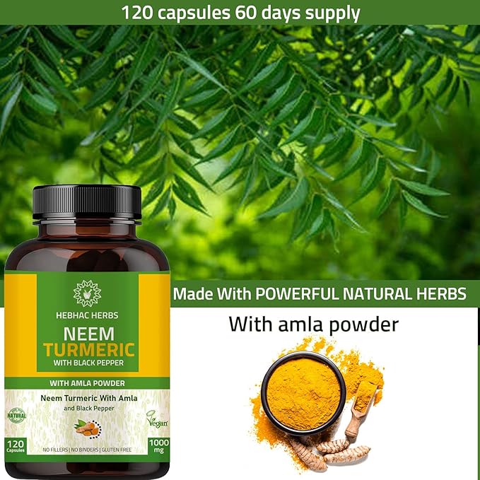 Neem Turmeric Capsules with Amla and 120 Veg 60 Days