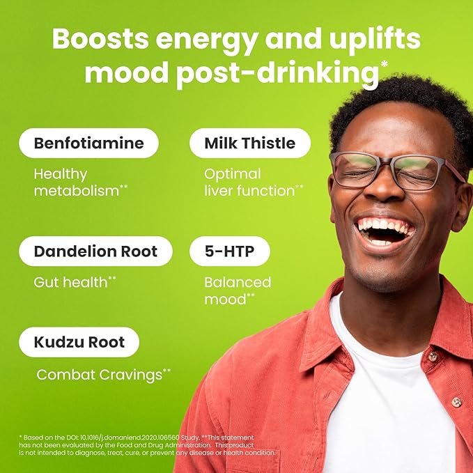 NoMoreDrinks Anti Alcohol Craving Supplement | Liver Detox & Combat Cravings | Energy Support Alcohol Replacement Drink | Organic Milk Thistle Supplement & Dandelion Root & 5HTP | (10) Energy Pills