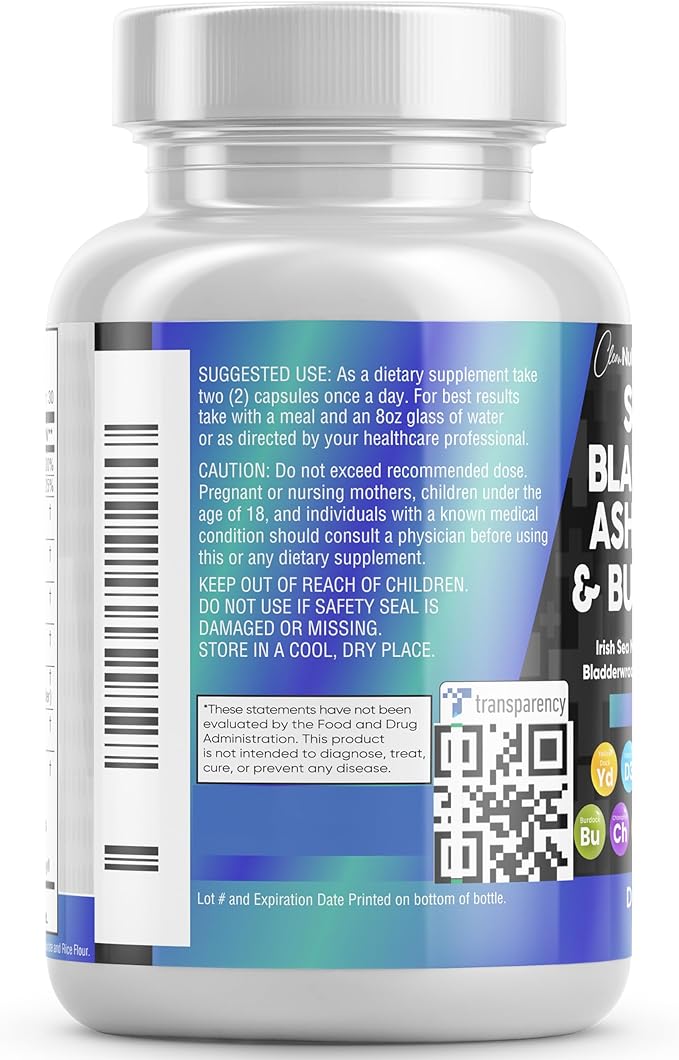 Sea Moss 3000mg Black Seed Oil 2000mg Ashwagandha 1000mg Turmeric 1000mg Bladderwrack 1000mg Burdock 1000mg & D3 with