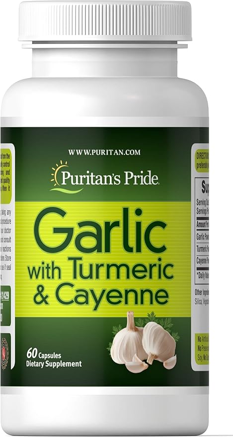 Puritan's Pride Garlic, Turmeric & Cayenne, 60 Capsules