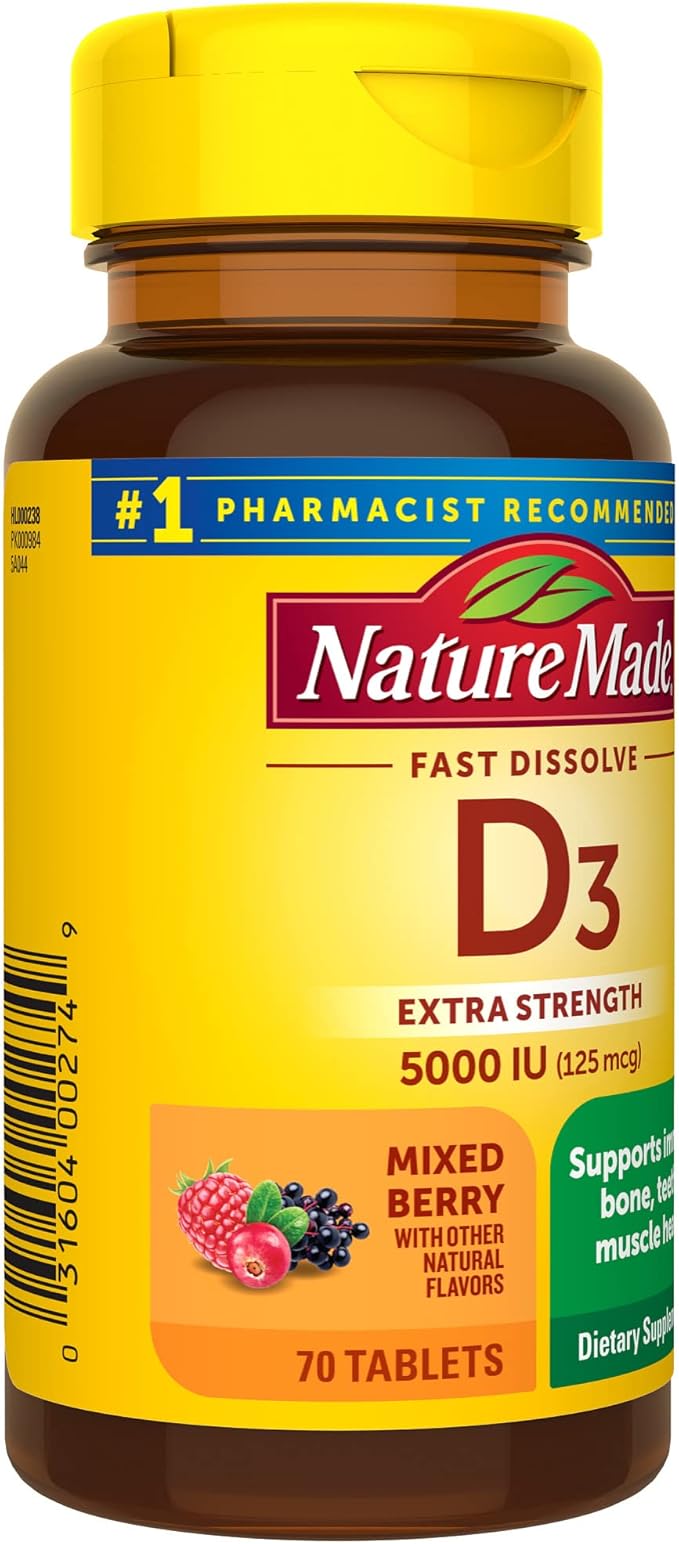 Nature Made Extra Strength Vitamin D3 5000 IU (125 mcg), 70 Sugar 70 Day