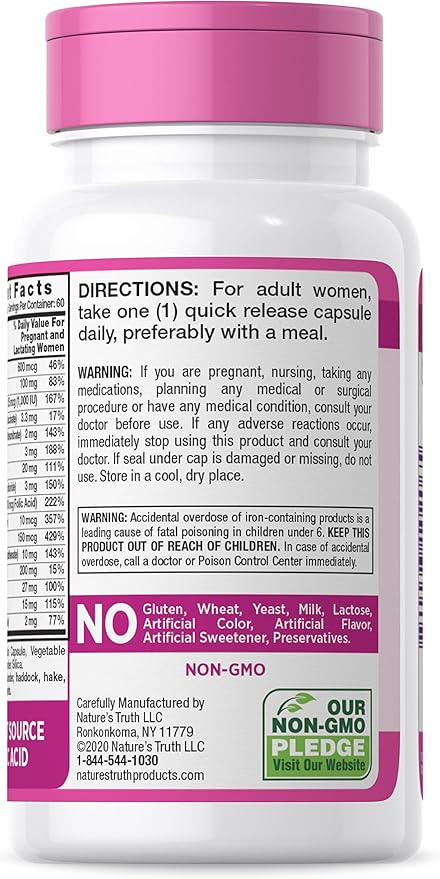Nature's Truth Prenatal Vitamins With Folic Acid 60 Capsules