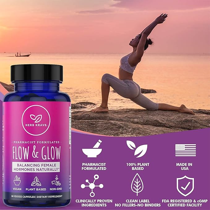 Flow and Glow Natural Hormone Balance 60 Vegan (1 Pack)