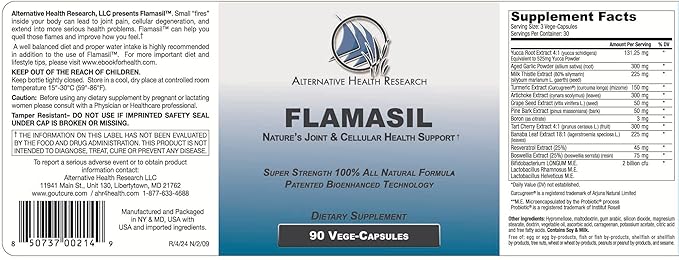 Flamasil™- for Healthy Inflammation Response* | Multi-Herbal Pain Reliever* and Joint Aid | Bio-Enhanced Turmeric, Boswellia, Resveratrol, and More | 13-in-1 Superfood Antioxidants | 30-Day Supply