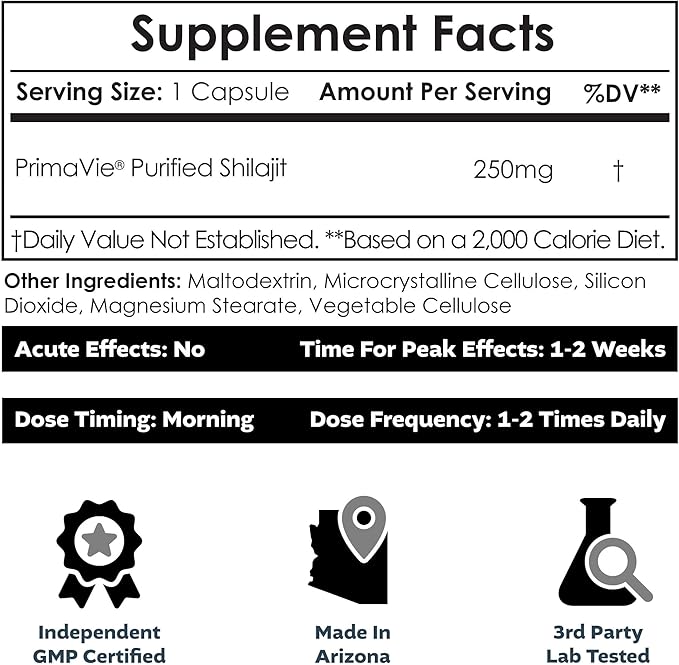 Nootropics Depot PrimaVie Shilajit Capsules 250mg | 90 Count