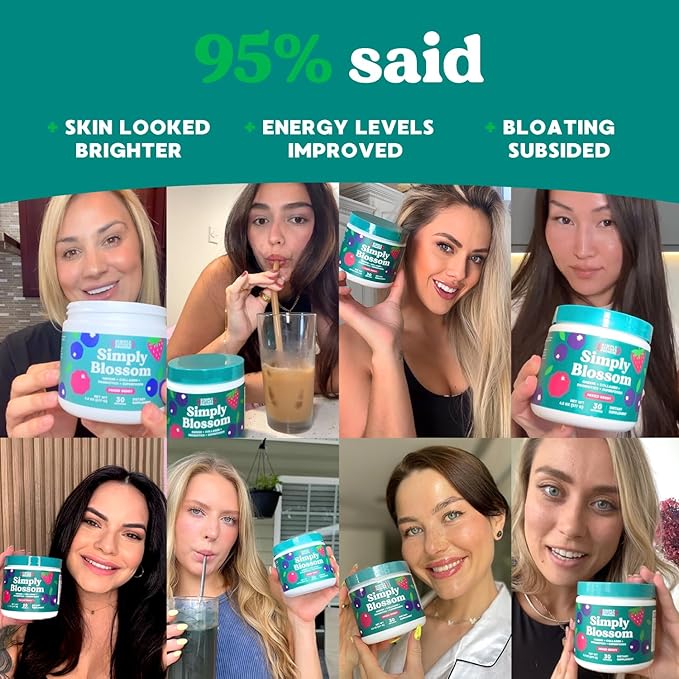 Simply Nature's Promise Blossom Nutrition - Daily Greens & Superfood Powder + Collagen + Probiotics for Women's Digestive Health & Bloating Relief. Help Your Health Bloom - 30 Day Supply