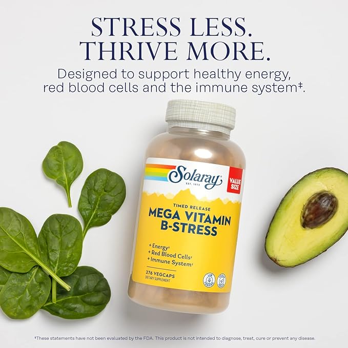 SOLARAY Mega Vitamin B-Stress B12, B6, B6, Folic 60-Day Guarantee (276 CT)