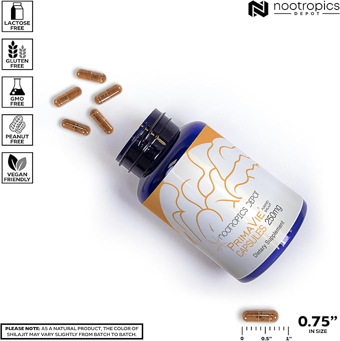 Nootropics Depot PrimaVie Shilajit Capsules 250mg | 90 Count