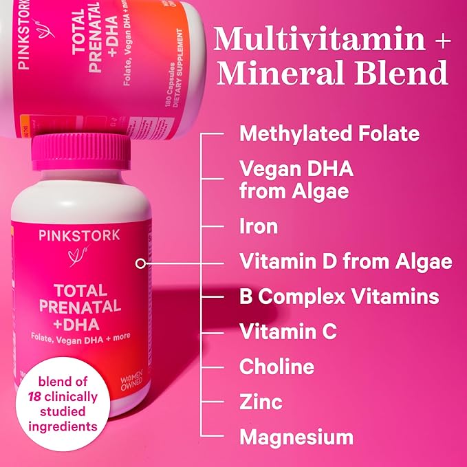 Pink Stork Total Prenatal Vitamins 3 Month 180 Capsules