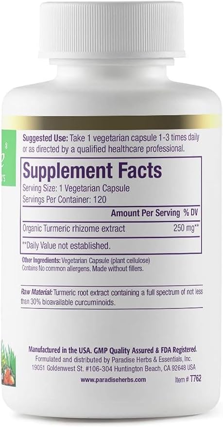 Paradise Organic Turmeric Rhizome Extract, Active 120 Vegetarian