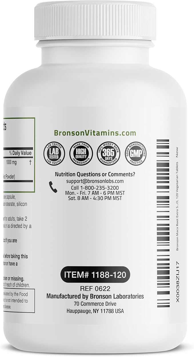 Bronson Maca Root Extra Lepidium Meyenii, 120 Vegetarian