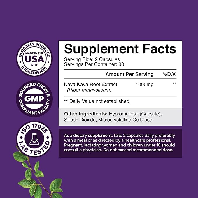 Kava Root Mood Support Supplement 1000mg per (30 Servings)