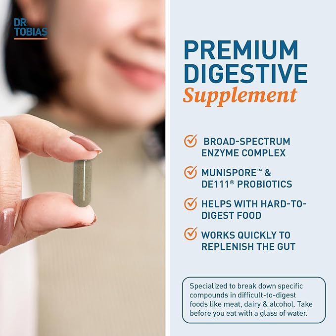 Dr. Tobias Digestive Enzymes with Probiotics, 60 Capsules, 30 Servings (2 Daily)