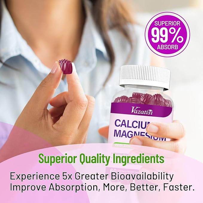 Calcium Magnesium Zinc Gummies with Vitamin D3 & K2, High 120 Gummies…