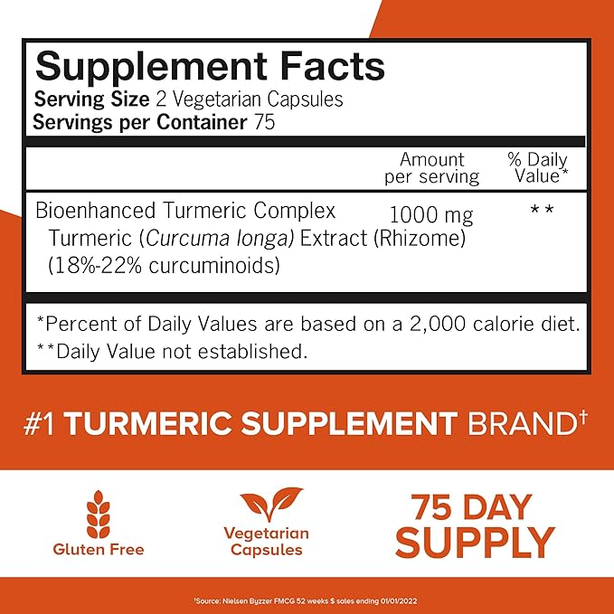 Qunol Turmeric Curcumin Supplement, Turmeric 1000mg 150 Count 1)