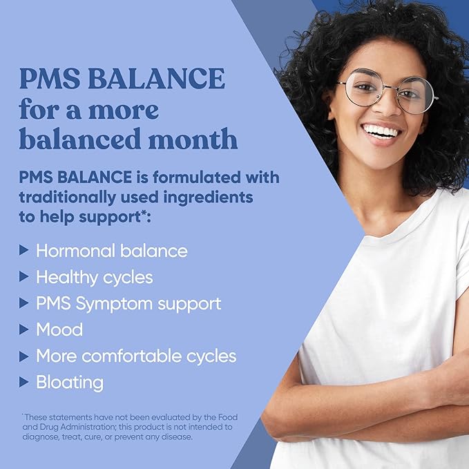 Balance PMS Vitamins for Women - Hormone Balance for Women, Menstrual & PMS Relief - Bloating, Cramping, Mood Swings, Restlessness, Clear Skin - Primrose Oil, Black Seed Oil & DIM - 60 Liquid Softgels