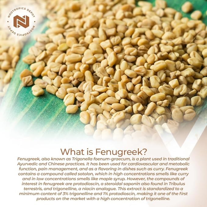 Nootropics Depot Fenugreek Extract Capsules 500mg | 60 ct 3% Trigonelline, 1% Protodioscin