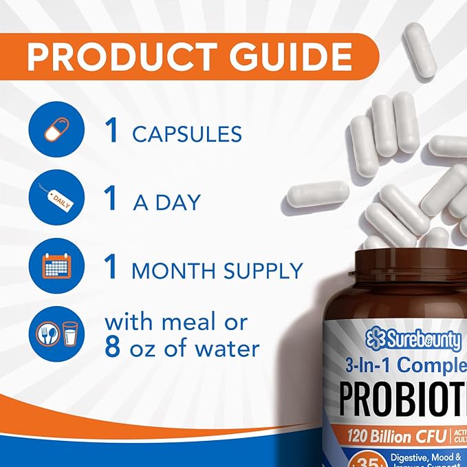 Probiotics 120 Billion CFU, Probiotics 3-in-1 Complete 30 Caps