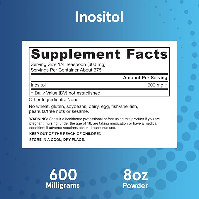 Jarrow Formulas Inositol 600 mg, Dietary 8 oz 378 Day