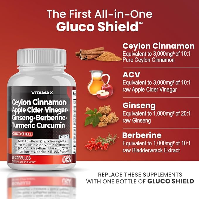 Ceylon Cinnamon 3000mg Apple Cider Vinegar 3000mg Turmeric 2000mg - 2000mg Berberine 1500mg Bitter 60ct