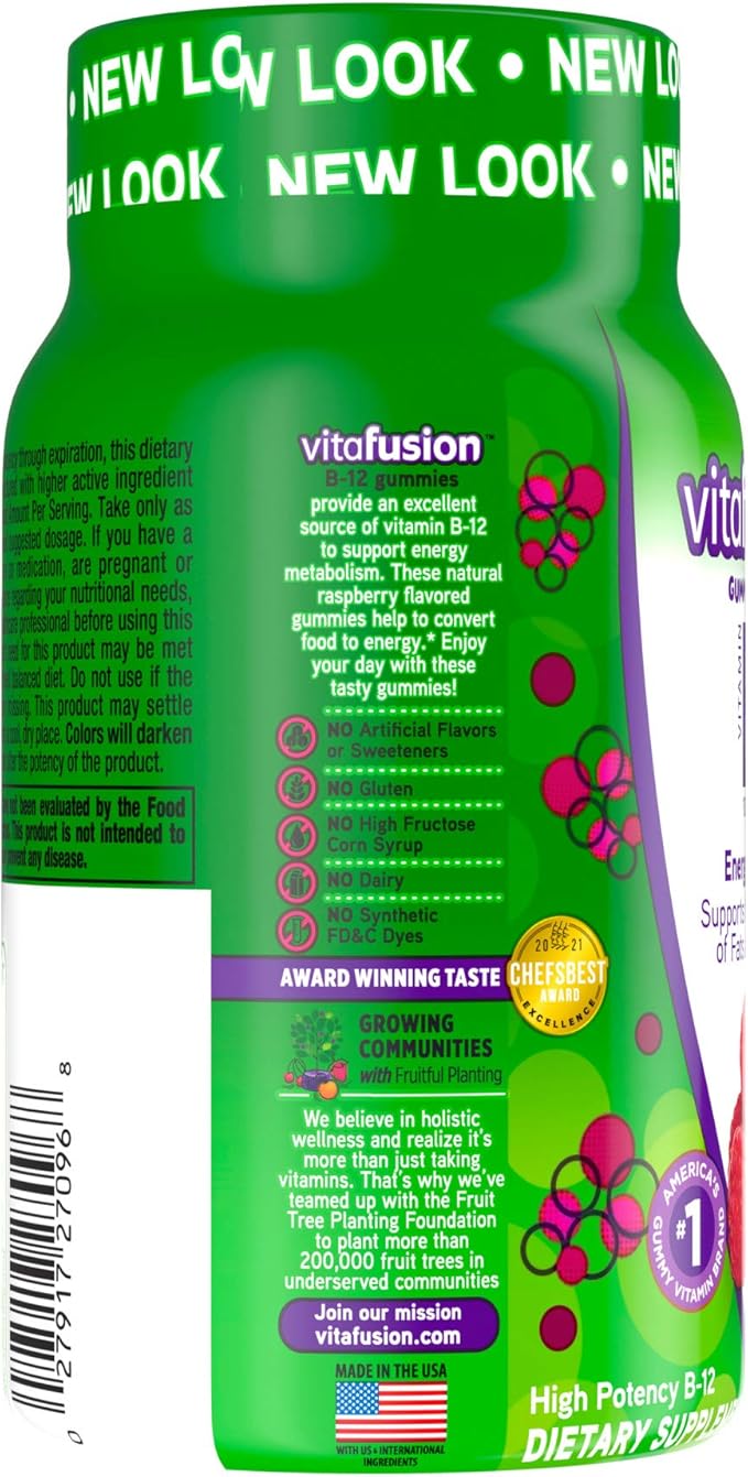 Vitafusion B12 Gummy Vitamins, Delicious Raspberry 60ct (30 (30 Day