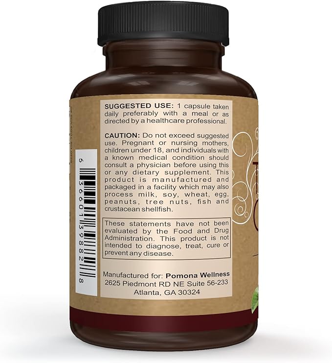 Pomona Wellness Tart Cherry Supplement, Antioxidant 60 Capsules