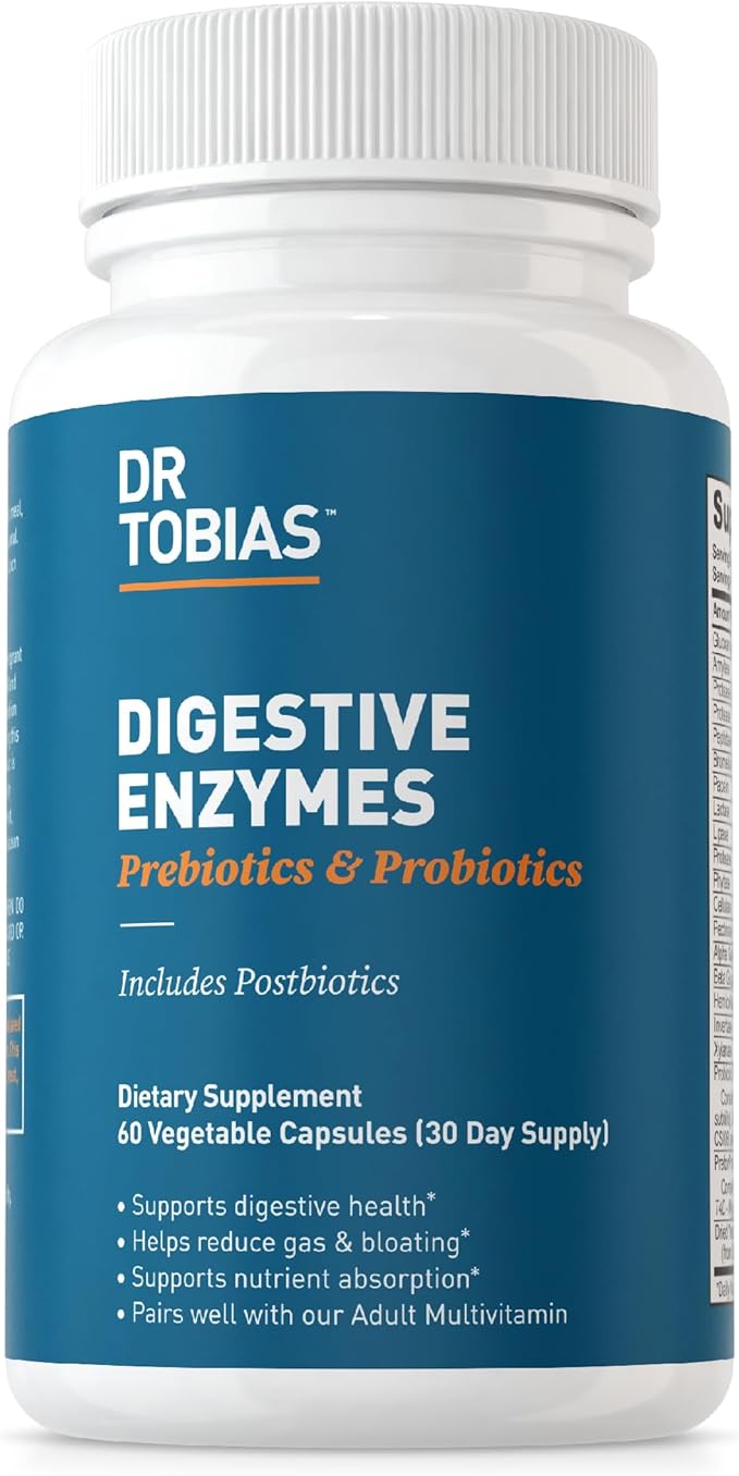 Dr. Tobias Digestive Enzymes with Probiotics, 60 Capsules, 30 Servings (2 Daily)