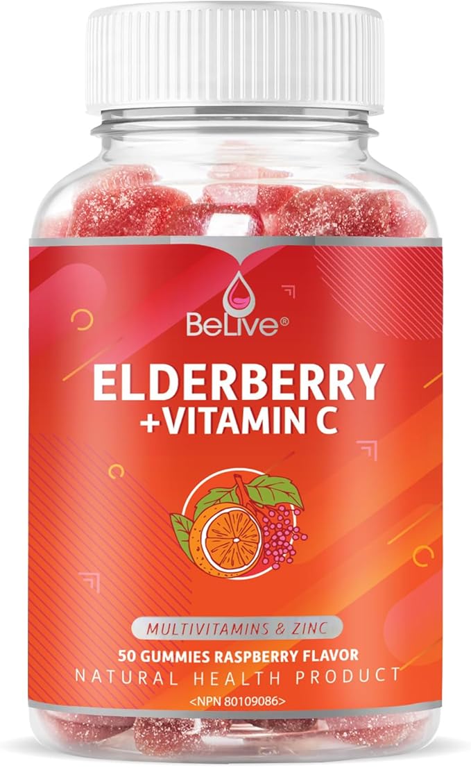 BeLive Elderberry Gummies with Zinc and B12 - 50 Ct