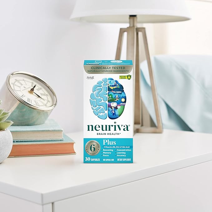 NEURIVA Plus Brain Supplement for Memory B6, B12, B12, Phosphatidylserine 30 Capsules