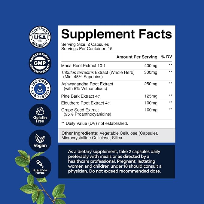 Potent Black Maca Root Capsules for Men