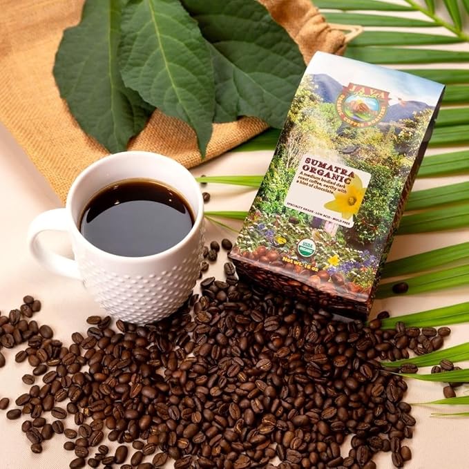 Java Planet Organic, Sumatra Single Origin Dark Roast, Smooth Full Flavored Organic Coffee Beans, Low Acid, Whole Bean Coffee 5LB Bag