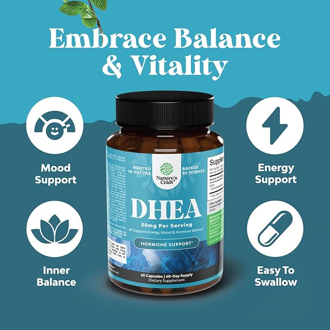DHEA 50mg for Men and Women - High Strength DHEA Supplement for Women & Men Enhanced Energy and Hormone Balance & - Women's Hormone Balance Supplement (2 Month Supply)
